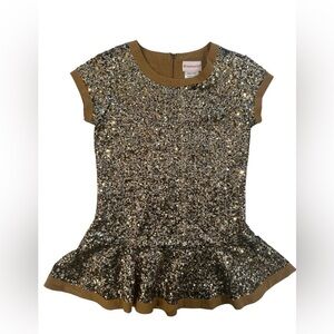 American Girl-Girl's Gold Sequin Sparkle Pelham Top Holiday Sz Med 10/12